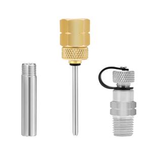 Roastove Brass Gauge Adaptor 1/4 NPT Female, 2-1/2 OAL x 1-2/5" x 1/8" Probe with Stainless Steel Sheath, Pressure Gauge Fitting kit