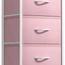 Sorbus Fabric Dresser for Kids Bedroom - Chest of 5 Drawers, Tall Storage Tower, Clothing Organizer, for Closet, for Playroom, for Nursery, Steel Frame, Fabric Bins - Wood Handle (Pink)