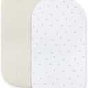 Bassinet Sheet, Infant Fitted BEESNUG Cover, 100% Organic Cotton, Soft Unisex Newborn Essentials for All Standard Oval or Rectangle Bassinet Bed Pads or Mattresses - 15 x 33 Inches (2 Pack)