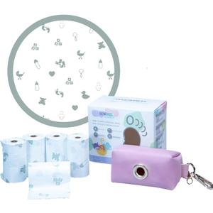 Pink Portable Diaper Bag Dispenser, 100 Rose Scented and Compostable Diaper Bags, Leak Proof Diaper Trash Bags, Baby Essentials Must Haves, Diaper Change On The Go.