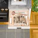 Yieach Clear Large Expandable Silverware Organizer and Kitchen Utensil Drawer Organizer,Plastic Adjustable Silverware Tray for Drawer Cutlery,Spatula,Tools,Flatware Organizers,Fork and Spoon Holder