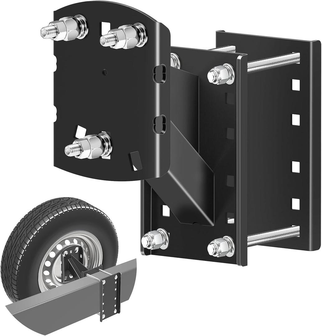 Qualward Spare Tire Mount Bracket for Trailer & Carrier - 300lbs Capacity, Fits 4 & 5 & 6 Lugs Wheels on 4", 4.25", 4.5", 4.75", 5" or 5.5" Bolt Patterns, Triple Anti-Loose Design