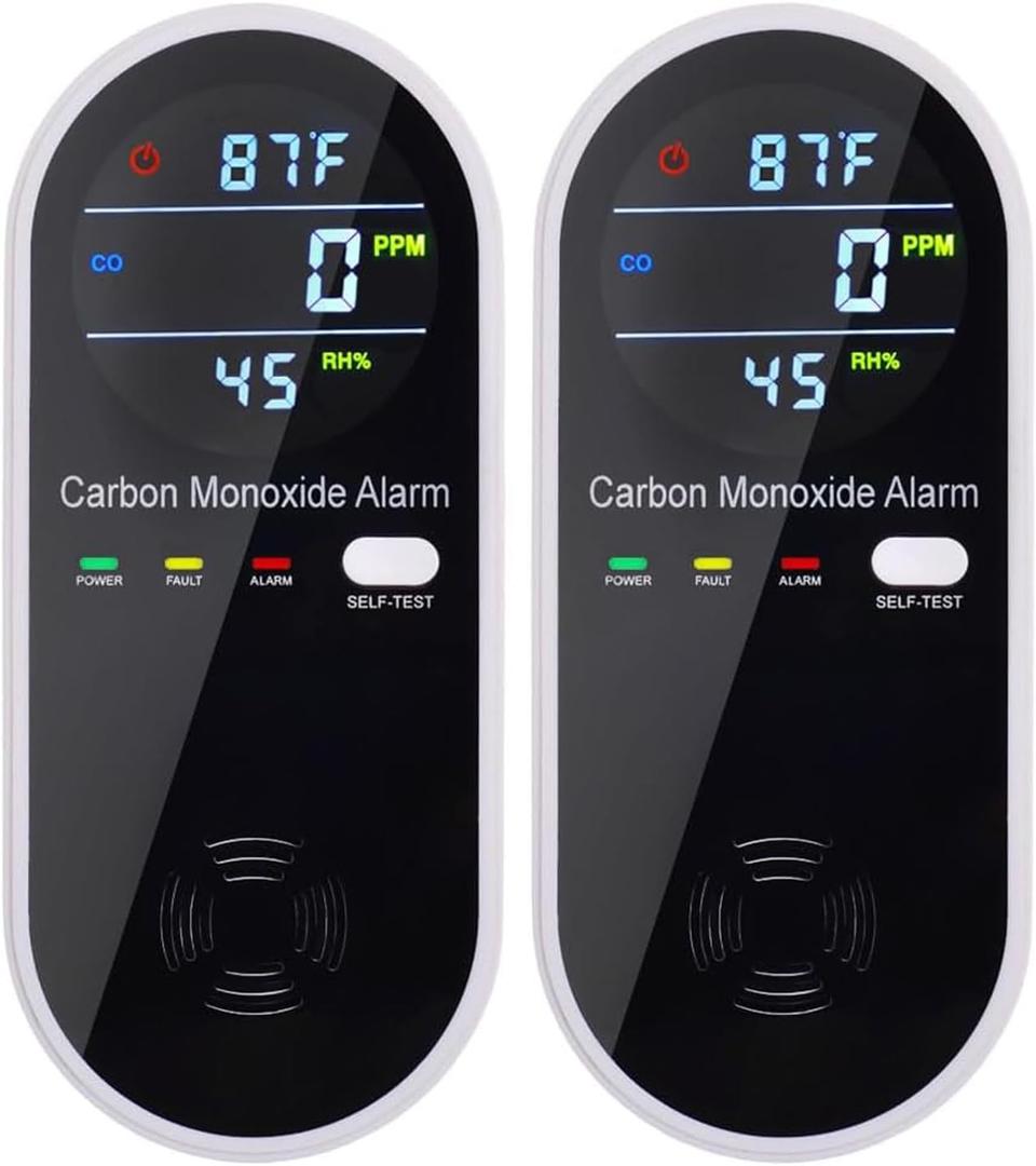 3-in-1 Carbon Monoxide Detectors Plug in Wall, Portable Carbon Monoxide Detector for Travel, CO Gas Meter Temperature Humidity Sensor Built-in with LCD Display Voice Light Warning