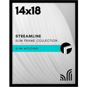 Americanflat 14x18 Picture Frame with Polished Plexiglass - Streamline Collection - Thin Border Picture Frame for Wall Display - Hanging Hardware Included - Black