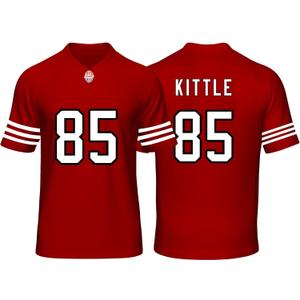 Custom Mens/Youth Football Stitched T-Shirt for Sports Fan Red/White No Brand/Logos (Large)