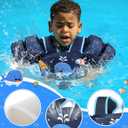 Vvinca Toddler Swim Vest for Kids 13-30-50 lbs Boys Girls Puddle Kids Jumper Toddlers Pool Floaties Jacket with Adjustable Crotch Strap Sleeves Shoulder for 1-5 Years Old Baby Infant Learn to Swimming (02 Deep Blue Whale)