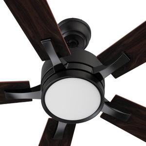 CEME 52" Ceiling Fan with Light and Remote, 10 Speeds Reversible DC Motor Outdoor Ceiling Fan, 3 Light Colors Dimmable, Compatible with Alexa, Siri & Google Home, Dark Walnut & Reddish brown
