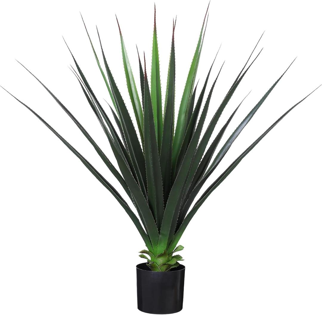 Veryhome 3FT Agave Plant Artificial Succulents 35 Inch Large Fake Outdoor Plants UV Resistant Faux Greenery for Indoor Home Office Floor Front Porch Decor