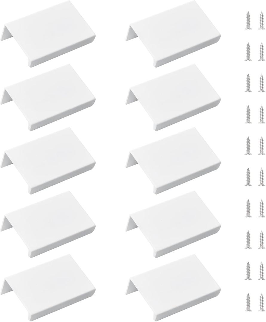 MOROBOR White Mini Finger Edge Pull, 10 PCS Concealed Handle Modern Style Drawer Handle, Right Angle Aluminum Alloy Invisible Wardrobe Knobs for Cabinet Hardware Drawer/50 mm