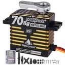 HobbyPark Waterproof RC Servo High Torque Brushless Motor Metal Gear Digital Servo Aluminum Case for 1/8 1/10 RC Crawler SCX10 TRX4 RC Truck Car Buggy RC Basher Control Angle 180 HV (70kg Torque)