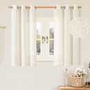 LAMIT 48 Inch Length Semi Sheer Linen Curtains 2 Panels, Cream Ivory Light Filtering Panels Bronze Grommet Boho Neutral Drapes for Kitchen/Short Windows/Cafe, Cream Ivory, 34 x 48 Inch (34"W x 48"L (Pack of 2), Natural)