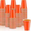 Lounsweer 100 Pcs 16 oz Disposable Party Cups Plastic Heavy Duty Drinking Water Cups for Graduation Baby Shower Wedding BBQ Birthday Picnic Party Supplies(Orange)