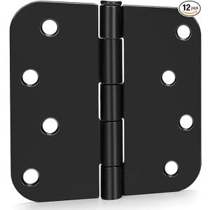 goldenwarm 12 Pack Interior and Exterior Door Hinges, Matte Black Door Hinges 4 inch x 4 inch with 5/8" Radius Corners