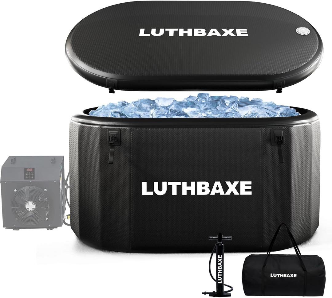 Cold Plunge | Upgraded 218 Gallon Inflatable Ice Freestanding Bathtub with 5 Layers Durable Design | Portable Cold Water Bath for Athletes' Recovery | Ice Bath for Outdoor and Camping | Black
