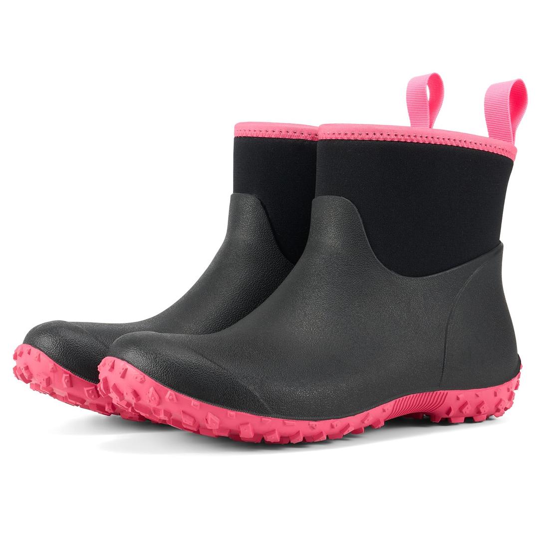 HISEA Women's Rubber Boots Waterproof, Ankle Rain Boots Insulated Neoprene Mud Boots, Anti-Slip Outdoor Work Shoes for Hunting Gardening Farming Yard Working, Size 9