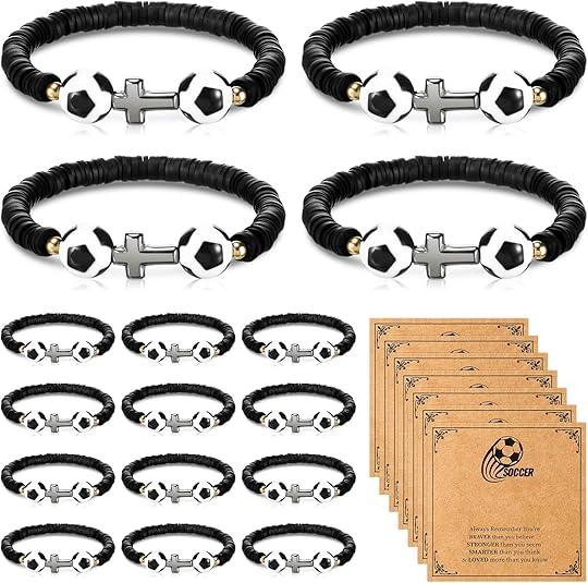 Aurelema 12 sets Soccer Cross Bracelets party Favors for Men players and team fans