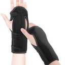 fibee Carpal Tunnel Wrist Brace 2 Pack Night Support, Adjustable Wrist Splint for Sleeping with Cushioned Beads, Hand Wrist Support for Carpal Tunnel Relief Fits Left Right Hands for Women Men, Black