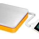 Fuzion Shipping Scale - Digital Postal Scale 110LB x 0.1oz, Large LCD Display, 5 Units, Scale for Packages, Postage - Dual Power Supply (Batteries & Adapter) (White+Orange)