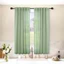 Mrs.Naturall Sage Green 36x54 Inches Long Back Tab Linen Blend Sheer Curtains