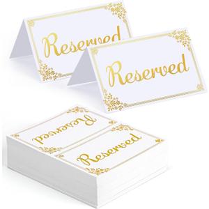 Lesnala 120Pcs Gold Foil Reserved Table Signs Double Sided Para Mesa Tent Card for Wedding Event Reception Seats and Places Accessories