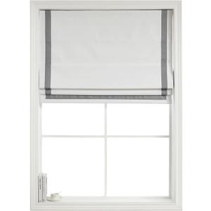 Everyday Celebration Roman Shades for Windows, 100% Blackout, Cordless Pull Down, Indoor, Ribbon Border Blinds, (Grey) 23" W X 64" H