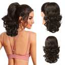 Flufymooz Ponytail Extension, 14 Inch Short Drawstring Ponytail Hair Extension for Women, Soft Synthetic Pony Tails Hairpiece for Women (Chocolate Brown)