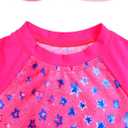 Snowheart Girls Swimsuit Short Sleeve Rash Guard with Shorts | For swimming, beach, pool parties. Super-soft, quick-drying, breathable. UPF 50+ sun protection. (Pink)