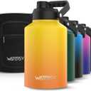 WATERSY 1 Gallon Water Bottle Insulated(Cold for 48 Hrs),BPA Free&Leak Proof,128oz Stainless Steel Water Jug,Big thermo,Large Water Bottle with Handle for Gym,Hiking,Camping&Travel,Gradual Yellow