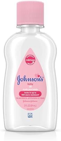 Pack of 7 Johnson's Baby Oil, Pure Mineral Oil to Prevent Moisture Loss for Newborn, Kids, and Adults, Gentle and Soothing Baby Massage Oil, Dry Skin Relief, Hypoallergenic, Original Scent, 3 fl. oz