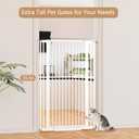 55.1" Extra Tall Dog Gate Indoor for Doorways, 30.1-33.8" Wide Cat Pet Gate for Stairs, 1.37" Gap No Drilling Auto Close High Pressure Mounted for Kitchen/Hallways, White