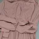 ChiaoLezhee Pleated Maxi Dress, Mock Neck A Line, Fall Holiday, Long Sleeve Modest Business Casual Flowy Dresses for Women (6-8, Light Pink)