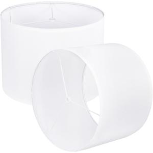 White Lamp shades Set of 2, Drum Tall LampShades 13" Top x 13" Bottom x 10" Height, Lamp Shades for Table Lamps & Floor Lamps & Bedside Lamps Replacement, Natural Linen Lampshades 