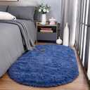 Noahas Ultra Soft Fluffy Bedroom Rugs Kids Room Carpet Modern Shaggy Area Rugs Home Decor 2.6' X 5.3', Light Navy