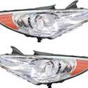 Headlights Headlamp Replacement for Sonata 2011-2014 Projector Headlight Clear Lens Amber Corner Pair Left and Right Side Replacement for HY2502159 HY2503159