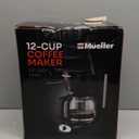 Mueller 12-Cup Drip Coffee Maker - Borosilicate Carafe, Auto-Off, Reusable Filter, Anti-Drip, Keep-Warm Function, Clear Water Level Window Coffee Machine, Kitchen Essentials & Accessories (Black)