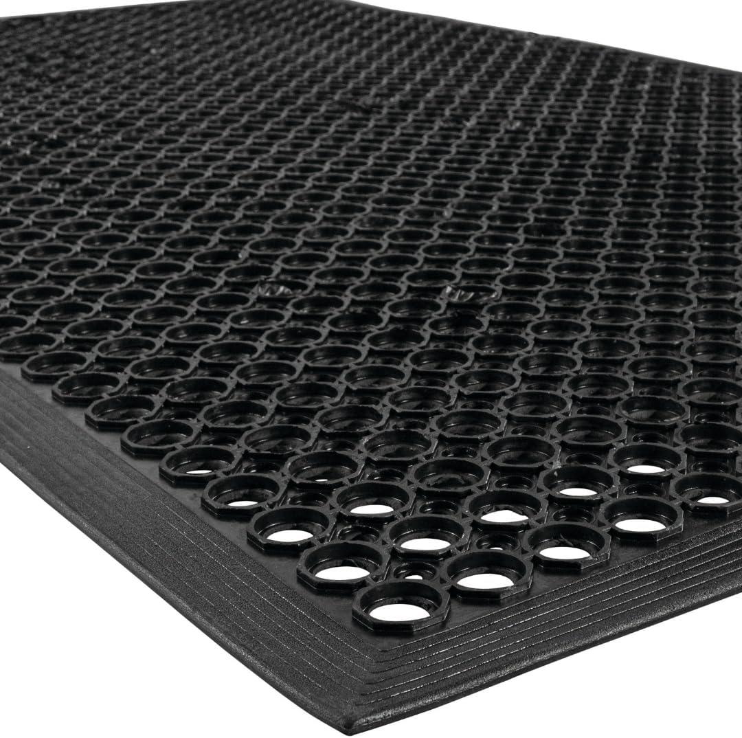 NoTrax 3' x 5' Anti-Fatigue Lightweight Restaurant Rubber Floor Mat with Drainage Holes, Beveled Edges, Non-Slip Mats, Black, T30 Competitor, T30S0035BL