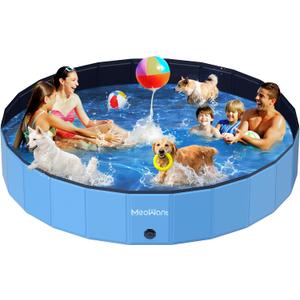 Meowant Extra Large Dog Pool Foldable 120'', Hard Plastic Dog Swimming Pools Kiddie Pool, Collapsible Dogs Pet Bath Pools, Portable Deep Dogs (7XL-120'' × 20'')