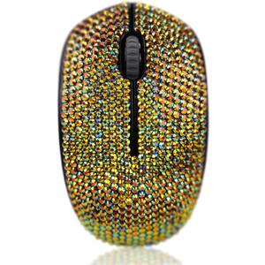 Bling Wireless Mouse, 2.4G Noiseless Mouse with USB Receiver Portable Computer Mice for PC, Tablet, Laptop - Gold Colorful