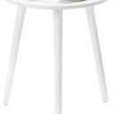 Apicizon Small Round Side Tables End Table Bedroom, White Nightstand Bedside Table for Living Room, Coffee Table with White Wood Legs, 16.5 x 20.5 Inches