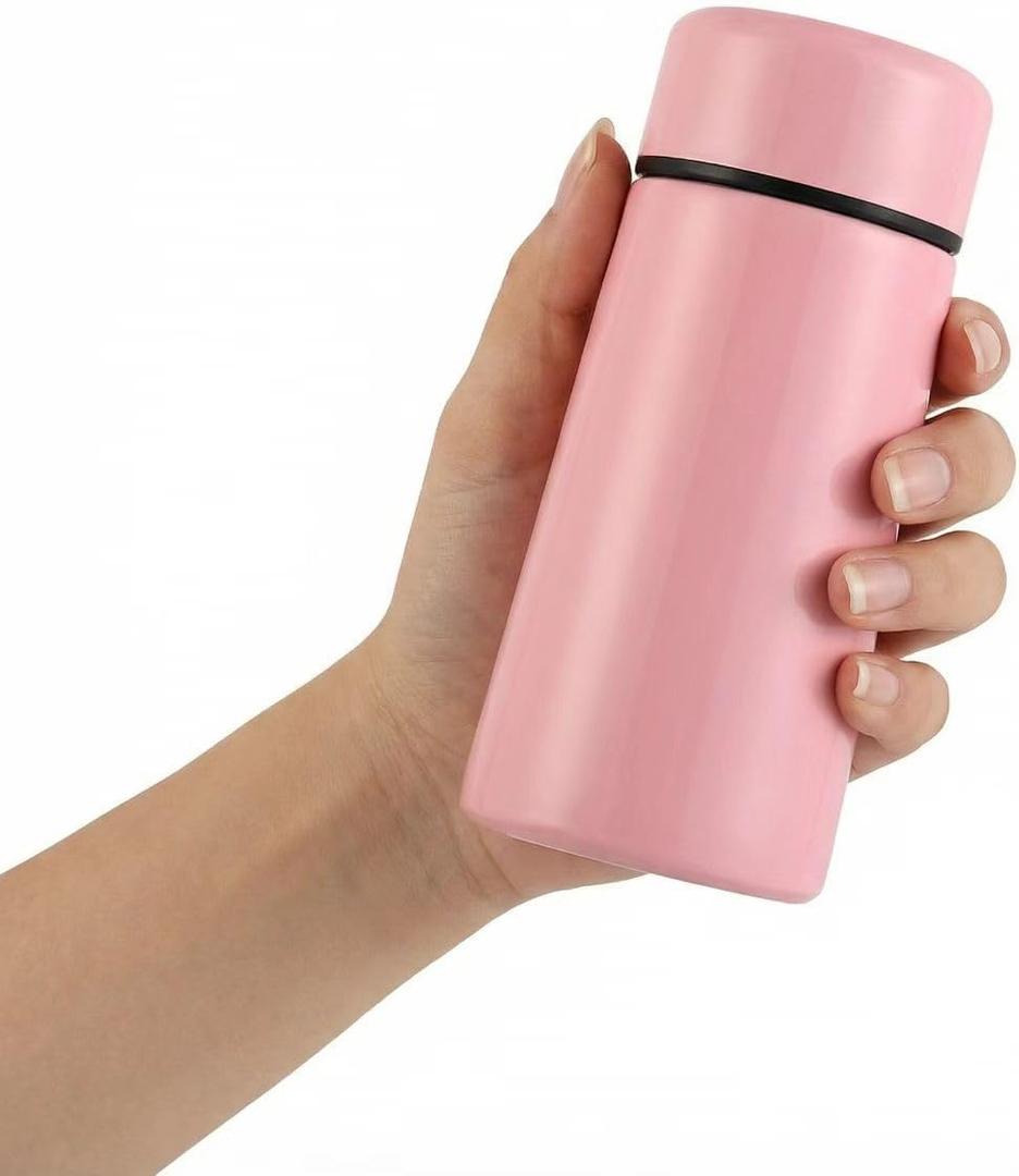 Mini Water Bottle, 5oz, Insulated Stainless Steel, Slim Tumbler, Flask for Travel, Sports, School, Purse, Coffee Cup, Coffee Bottles, Keep Hot and Cold (Pink)