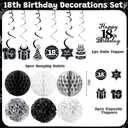 18th Birthday Decorations for Boys Girls, Black 18th Birthday Supplies Include Time To Adult Banner Happy 18th Birthdays Backdrop Cake Topper for 18 Year Old Birthday Decor