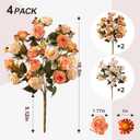 Artificial Rose Flowers for Outdoor 4 Bundles Rose Bouquet with Daisy Faux Flowers UV Resistant for Home Indoor Outside Garden Porch Window Box Balcony Yard Porch Decor (White+Orange)