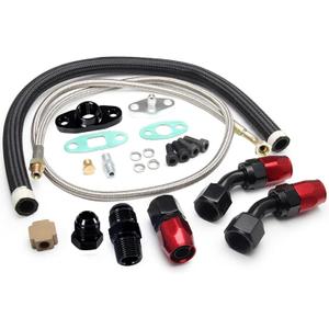 Turbo Charger Oil Drain Return Line Oil Feed Complete Kit Fit for T3 T4 GT35 T70 T66
