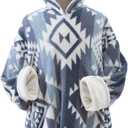 Coleman Oversized Wearable Sherpa and Micro-Mink Blanket Hoodie, Blue - One Size Fits Most