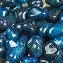 River Rocks, Garden Rocks, Outdoor Decorative Stones, Natural Gravel, for Aquariums, Landscaping, Vase Fillers, Succulent, Cactus Pot, Terrarium Rocks (500gm, Blue)