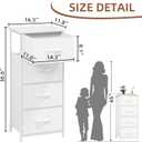 Somdot Dresser for Bedroom with 4 Drawers, Storage Organizer Chest of Drawers with Removable Fabric Bins for Closet Bedside Living Room Laundry Entryway Hallway, White Leather