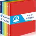 Fulmoon 6 Pack Plastic 3 Ring Binder Assorted Colors Economy Flexible Round Ring Presentation Binders with Pocket for Office School Meeting(0.5 Inch,Rainbow Colors) (Bright)