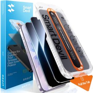 SMARTDEVIL 2 Pack Privacy Screen Protector for iPhone 17, Anti-Spy Tempered Glass Film, 9H Hardness Military Grade Shatterproof, Easy to Install, Auto Bubble-Free and Dust-Free Box, Case Friendly