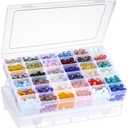 2 Pack 36 Grids Clear Plastic Organizer Box with Adjustable Dividers, Small Craft Organizers and Storage, Compartment Container for Bead, Nail, Jewelry, Art, DIY Crafts, Fishing Tackle, Small Items