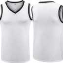 YWIES Plain Basketball Jersey, Blank Team Uniform, Hip Hop Hipster Short Sleeveless Active Shirts (2XL, White-black)